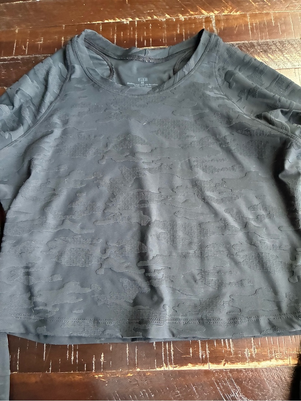 Fleo Black Subtle Camo Long Sleeve Top